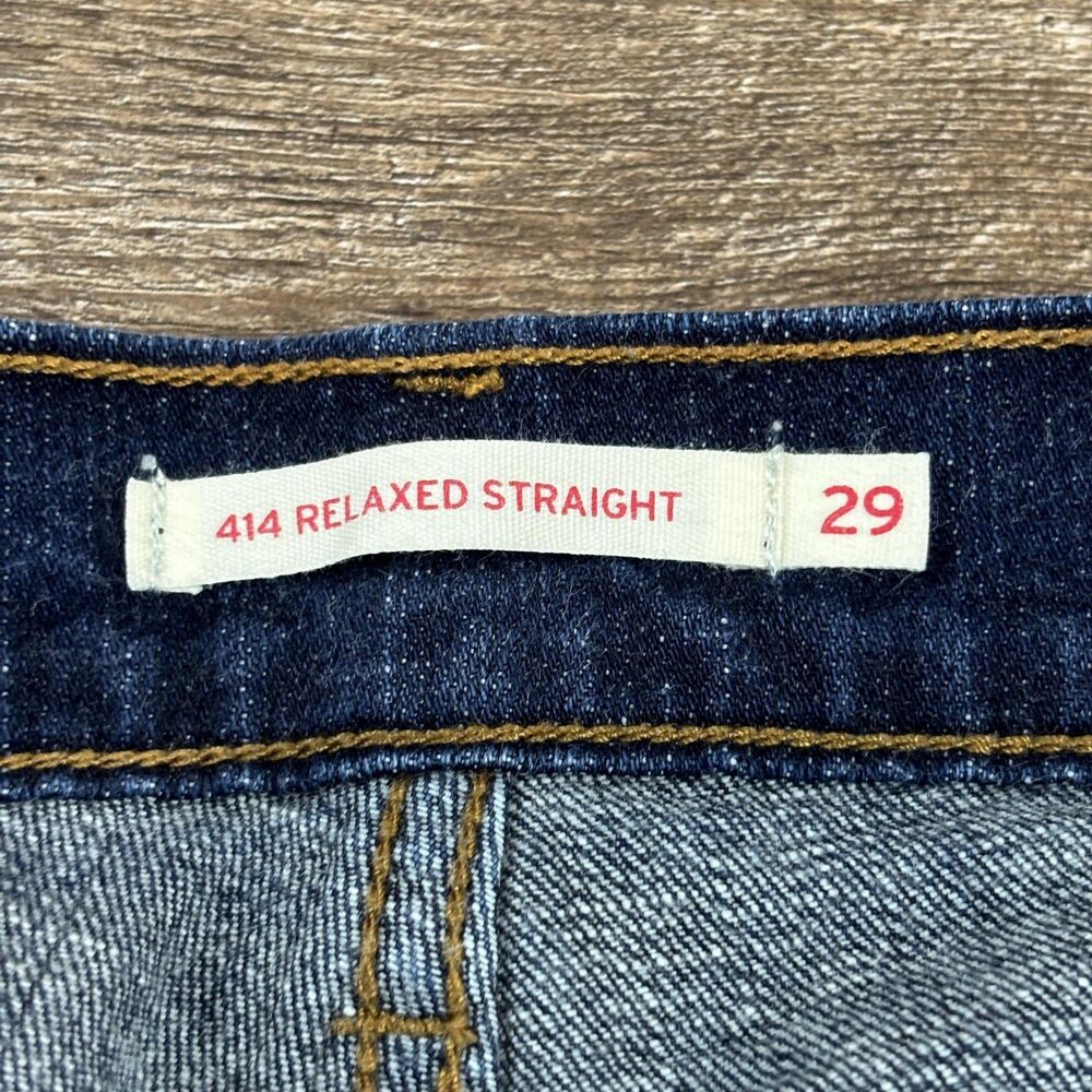 Levis 414 Relaxed Straight Jeans Women's 29x28 Blue Dark Wash Mid Rise Denim - Picture 9 of 10